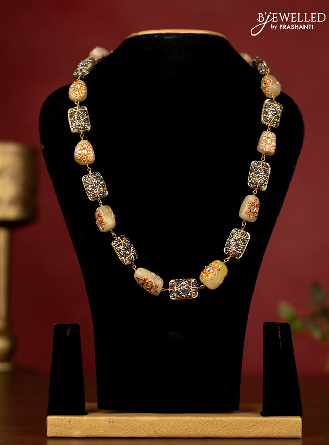 Jaipur beaded yellow stone with minakari work without earrings