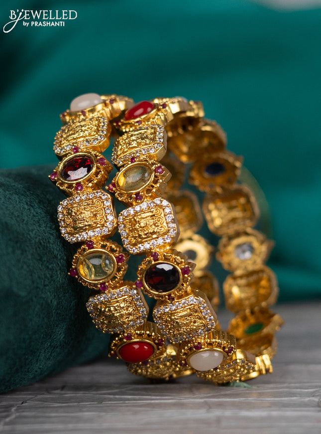 Antique bangle with multicolour stones