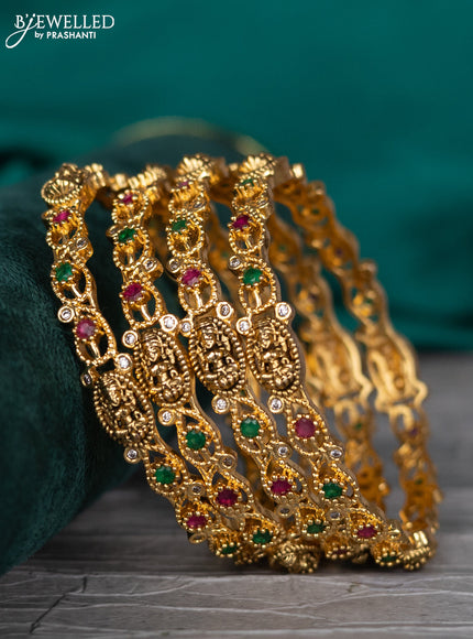 Antique bangle lakshmi design with kemp and cz stones