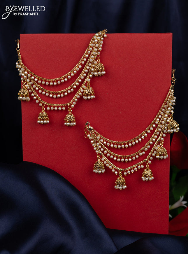 Antique triple layer mattal with pearl hangings