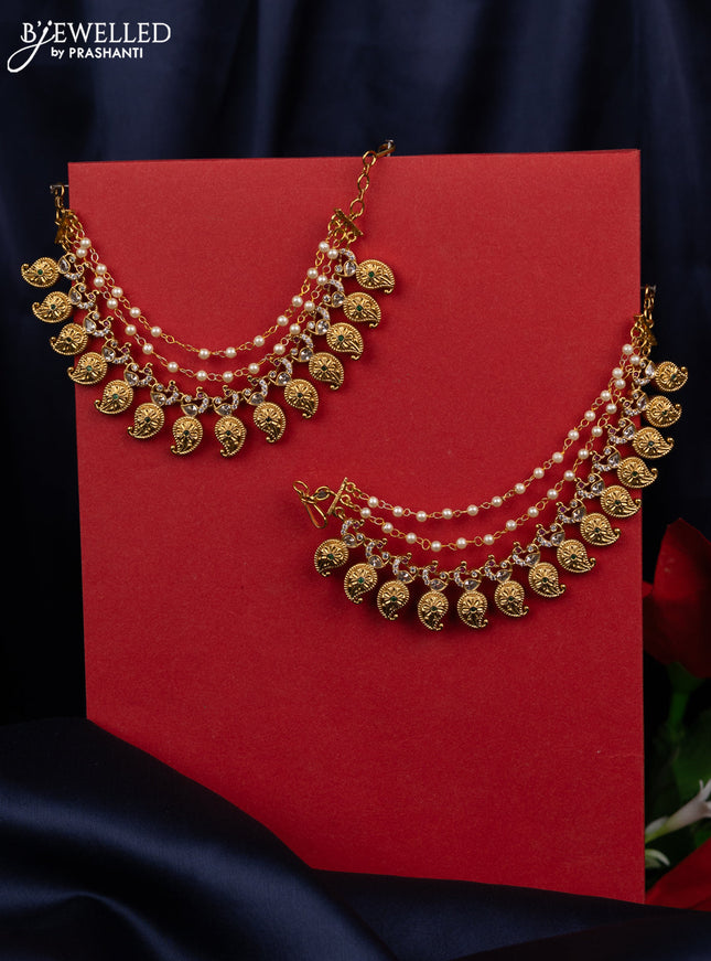 Antique triple layer mattal maanga pattern with kemp and cz stones