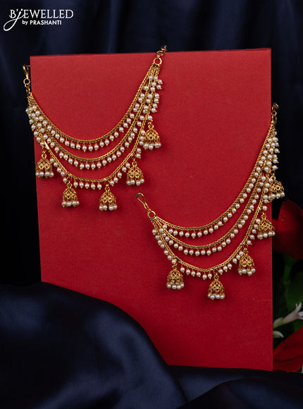 Antique triple layer mattal with pearl hangings