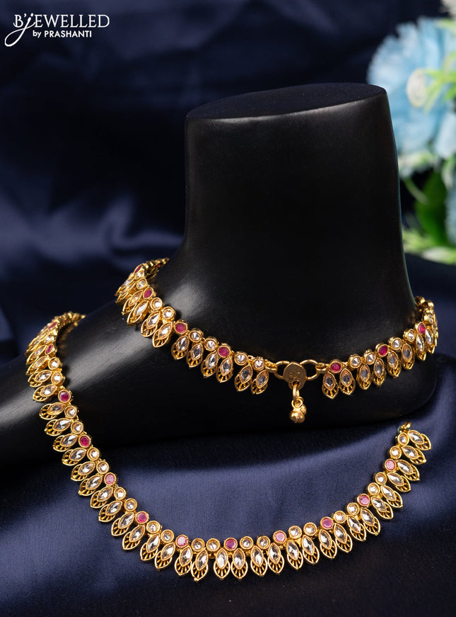 Antique anklet with pink kemp and cz stones