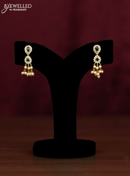 Antique guttapusalu haaram with emerald & cz stones and pearl hangings