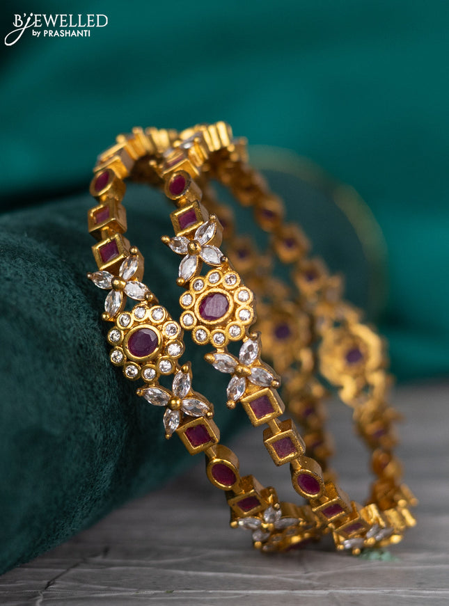 Antique bangle with pink kemp and cz stones