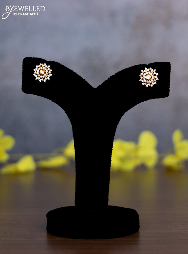 Pearl haaram with cz stones and golden beads hanging