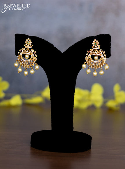 Pearl haaram with kemp & cz stones and pearl hangings