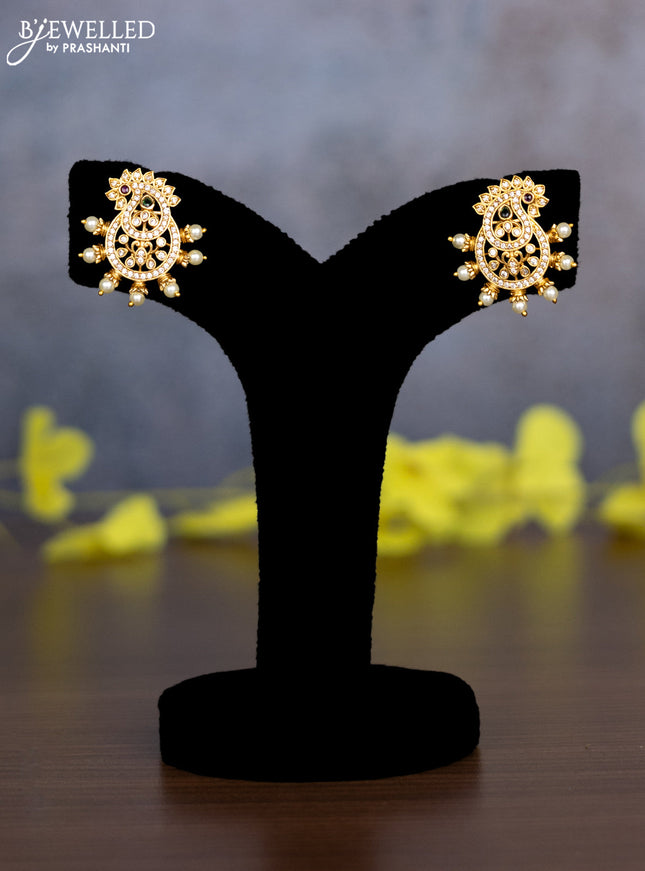 Pearl necklace manga pattern with kemp & cz stones and pearls