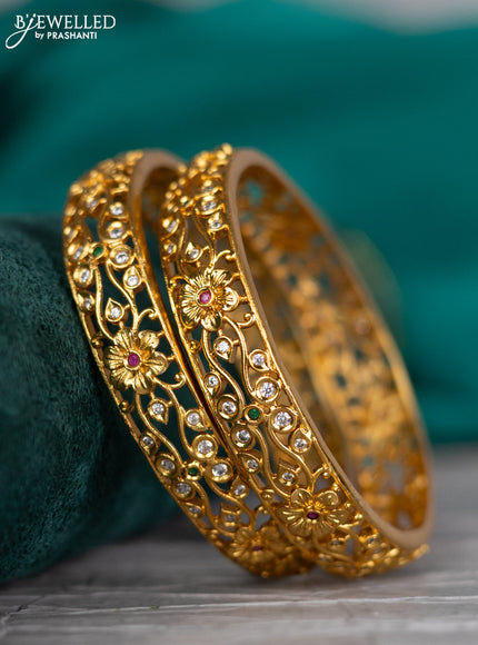 Antique bangle floral design with kemp and cz stones