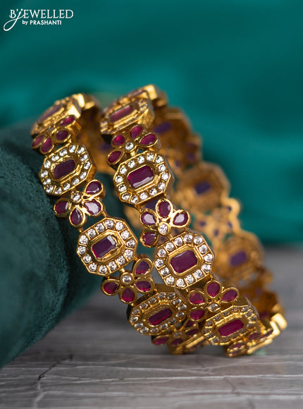 Antique bangle with pink kemp and cz stones