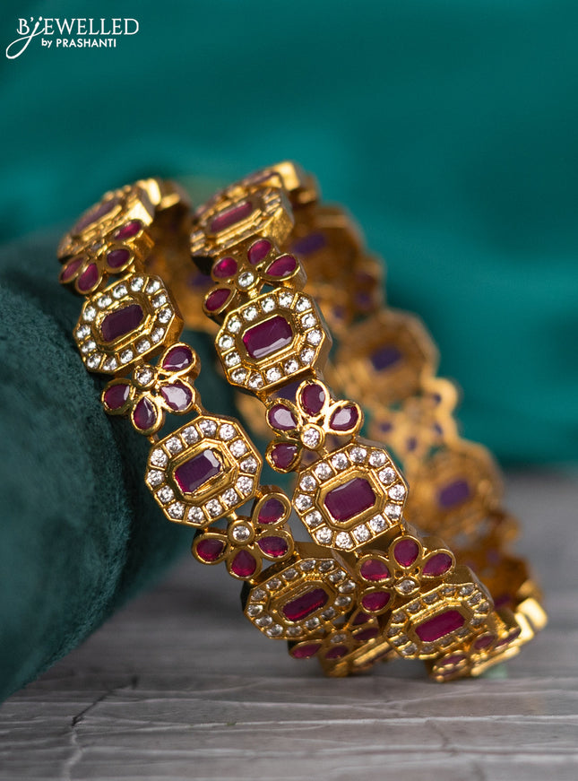 Antique bangle with pink kemp and cz stones