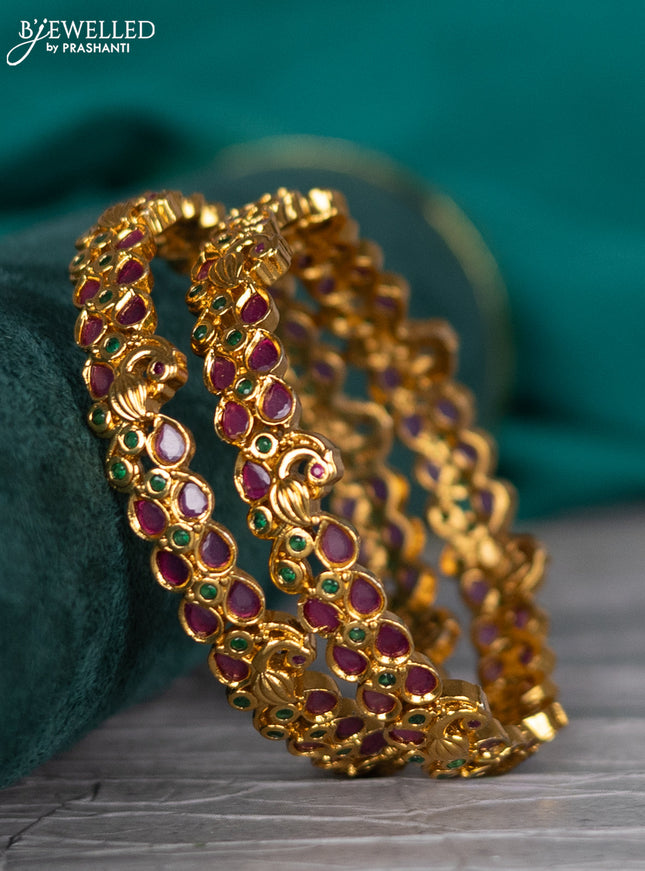 Antique bangle peacock design with kemp stones