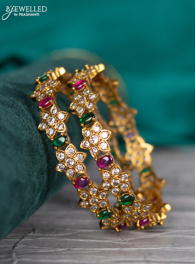 Antique bangle floral design with kemp and cz stones