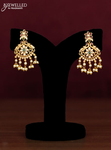 Antique guttapusalu necklace peacock design with kemp & cz stones and pearl hangings