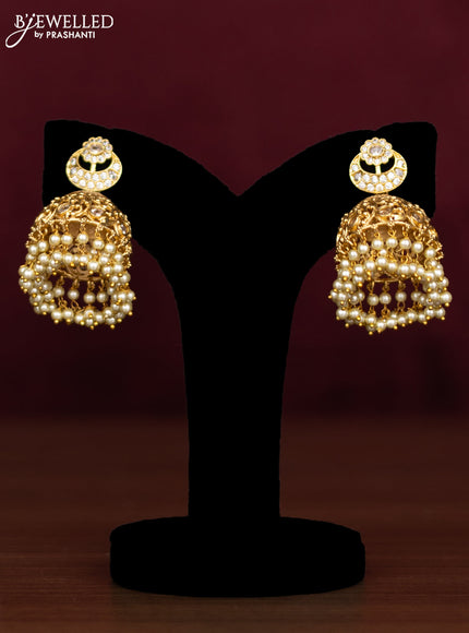 Antique guttapusalu necklace chandbali & maanga pattern with cz stones and pearl hangings