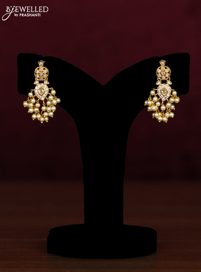 Antique guttapusalu necklace with cz stones and pearl hangings