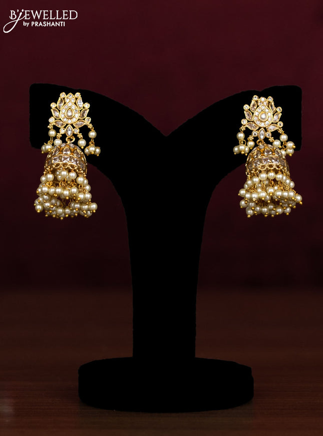 Antique guttapusalu necklace floral design with cz stones and pearl hangings