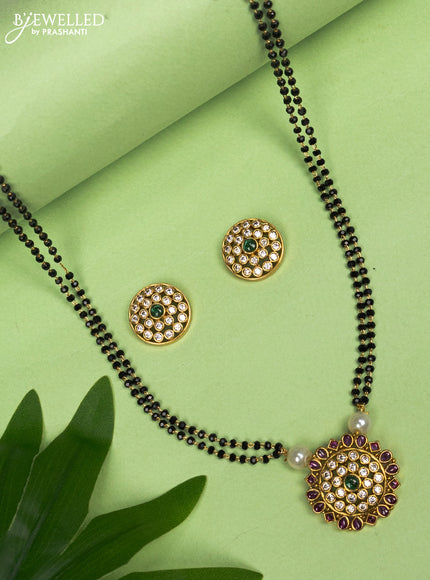 Mangalsutra double layer with kemp & cz stones