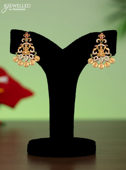 Antique attigai necklace lakshmi design with kemp & cz stones