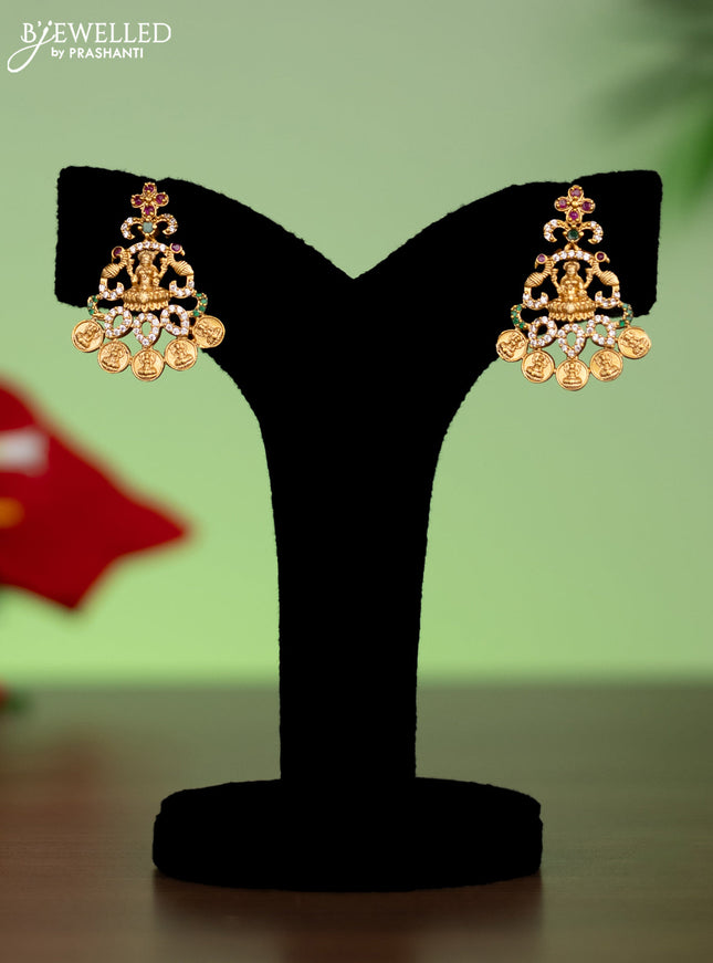 Antique attigai necklace lakshmi design with kemp & cz stones