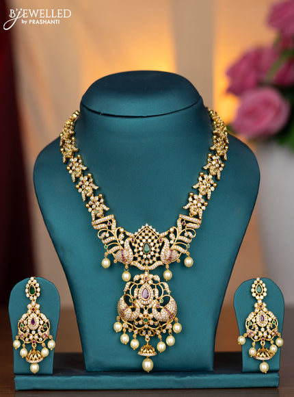 Antique necklace with kemp & cz stones and pearl hangings