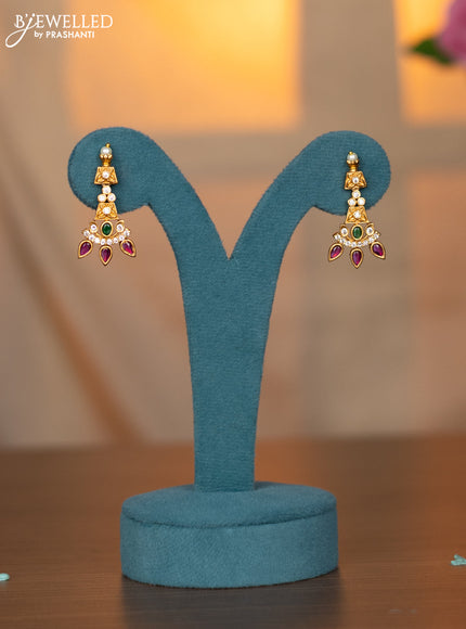 Antique necklace peacock & manga pattern with kemp and cz stones & pearl hangings