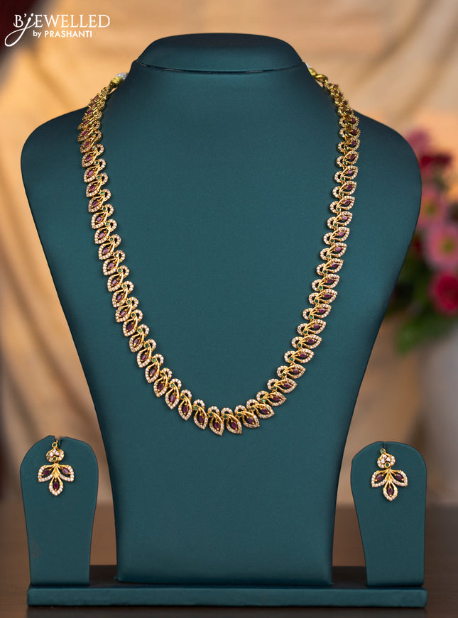 Antique haaram peacock design with kemp and cz stones