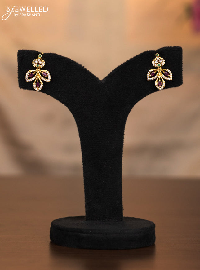 Antique haaram peacock design with kemp and cz stones