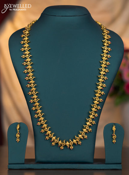 Antique haaram sangu & manga design with kemp stones