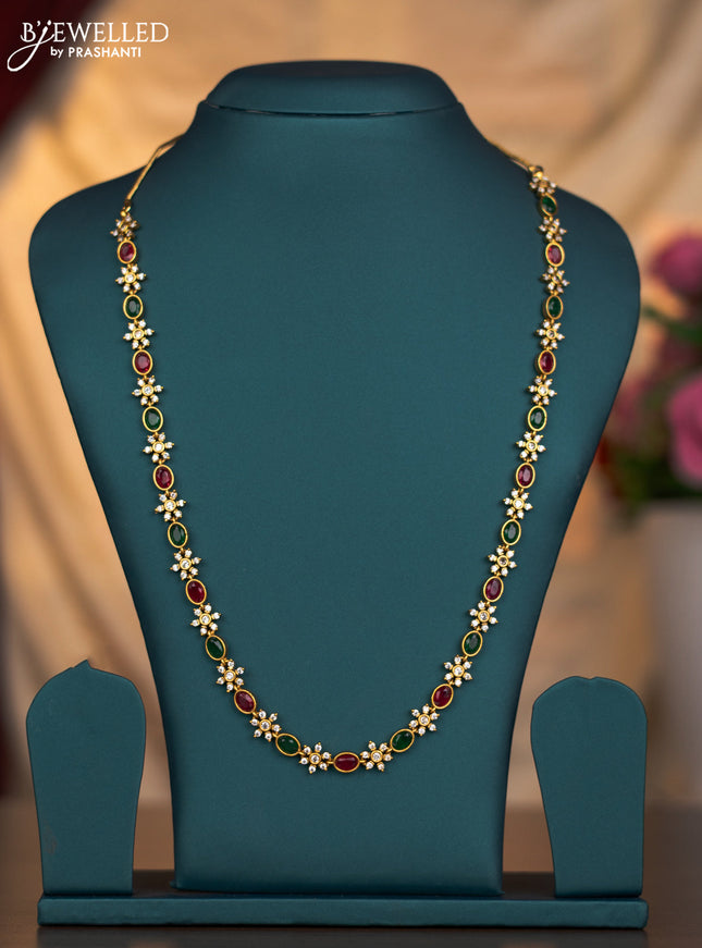 Antique necklace floral design with kemp & cz stones without earring