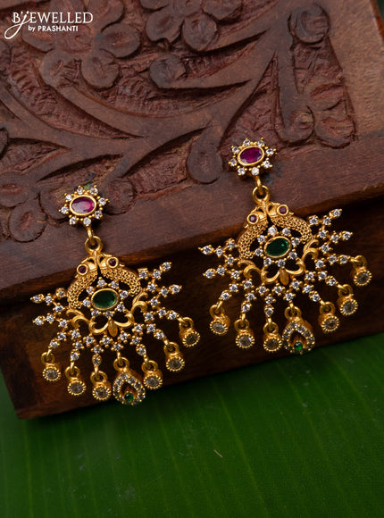 Antique earring with kemp & cz stones and hangings