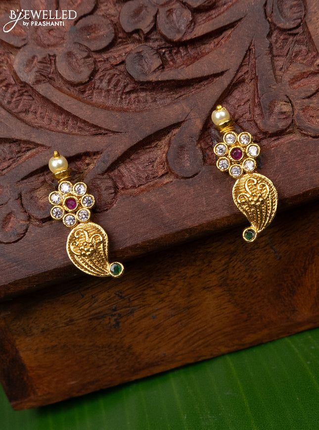 Antique earring manga pattern with kemp and cz stones