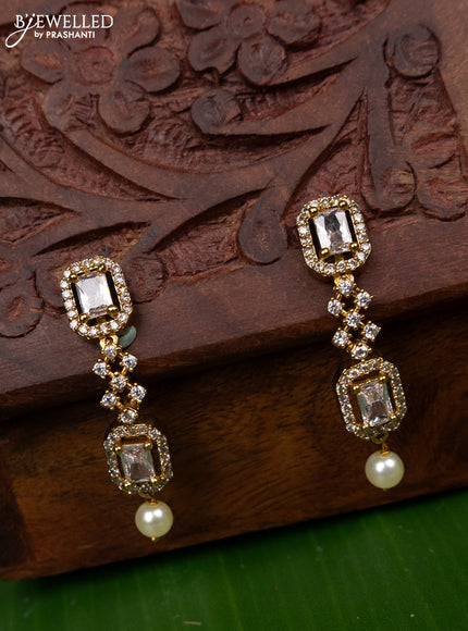 Antique earring with cz stones and pearl hanging