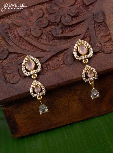 Antique earring with baby pink and cz stones