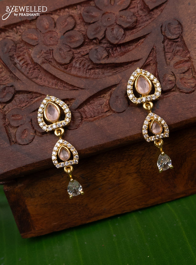 Antique earring with baby pink and cz stones