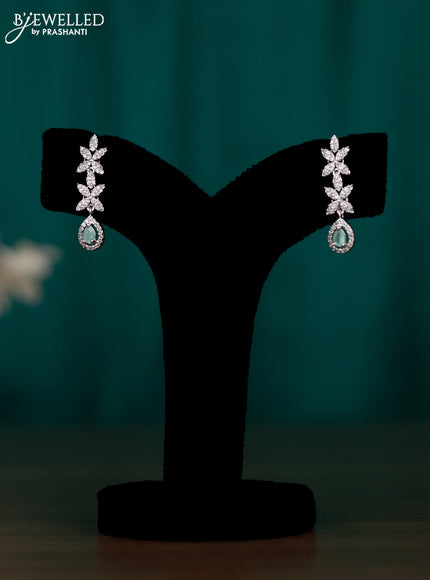 Zircon earring with mint green and cz stones