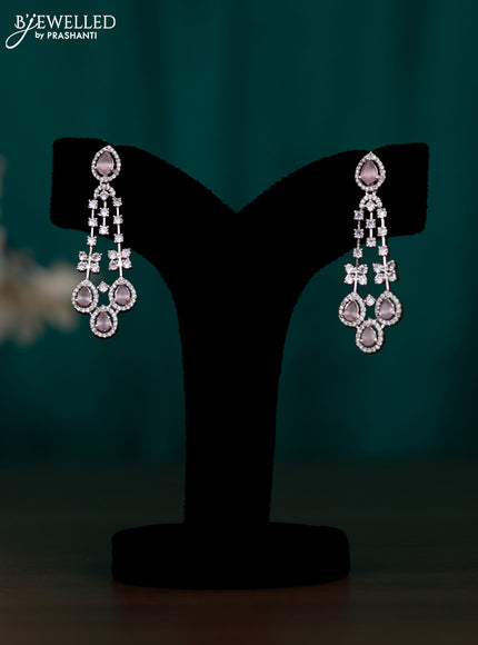Zircon earring with baby pink and cz stones