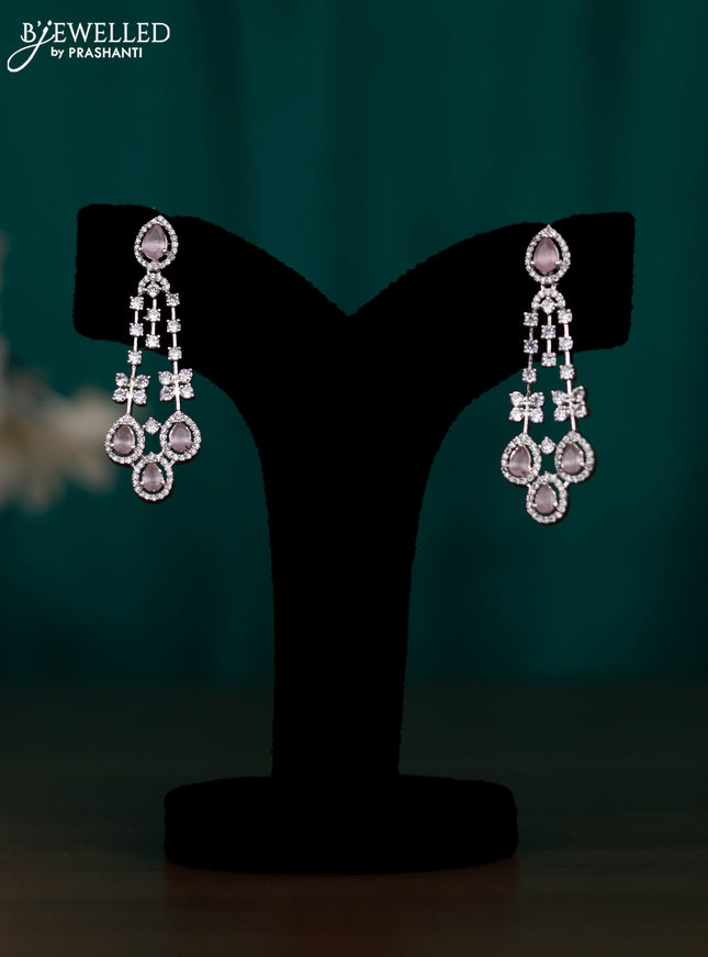 Zircon earring with baby pink and cz stones