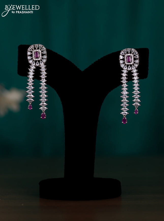 Zircon earring with ruby and cz stones