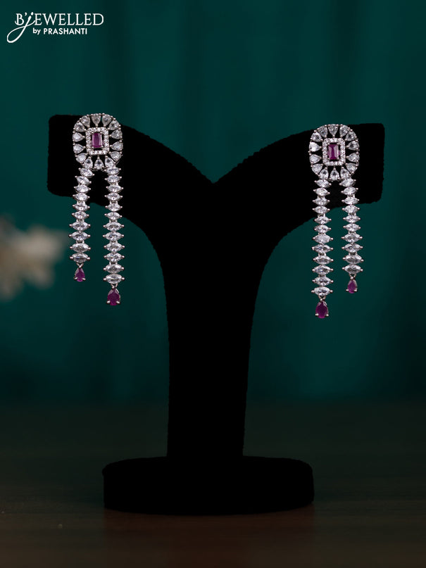 Zircon earring with ruby and cz stones