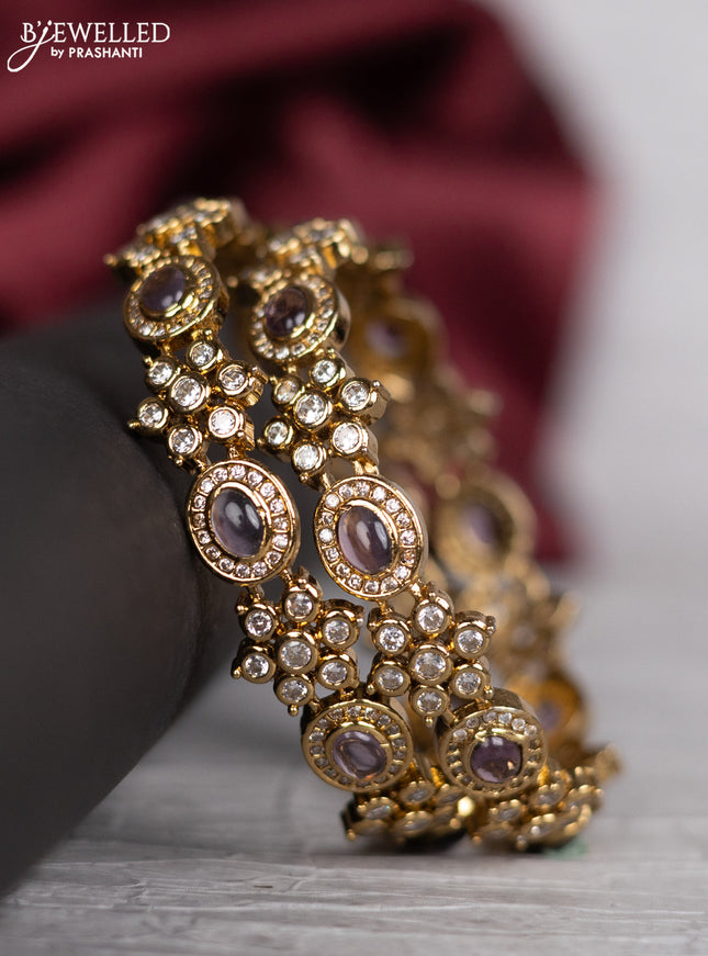 Victorian finish bangle with violet and cz stones