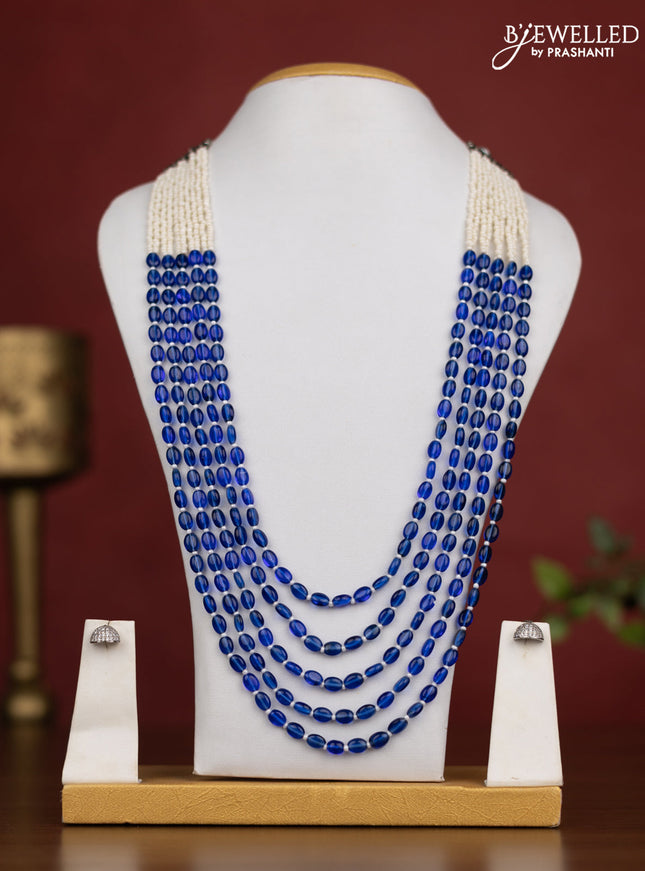 Jaipur crystal beaded Blue necklace with earrings