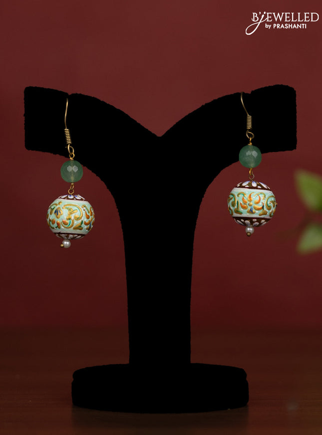 Jaipur crystal beaded green necklace with minakari balls and with earrings