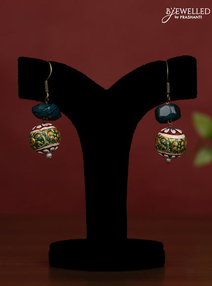 Jaipur crystal beaded green necklace with minakari balls and with earrings