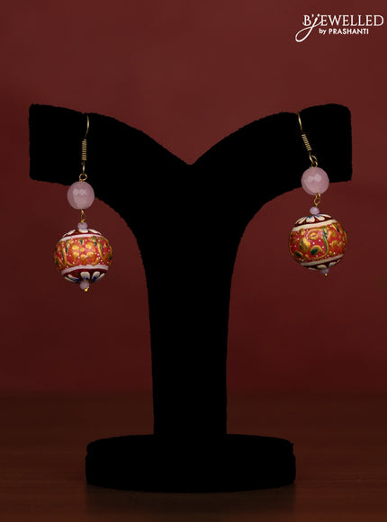 Jaipur crystal beaded pink necklace with minakari balls and with earrings