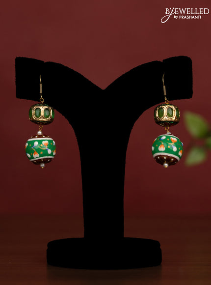 Jaipur crystal beaded green necklace with minakari balls and with earrings