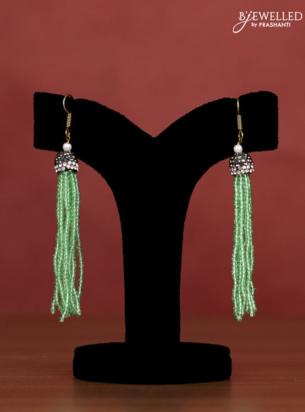 Jaipur crystal beaded green necklace with crystal balls and with earrings