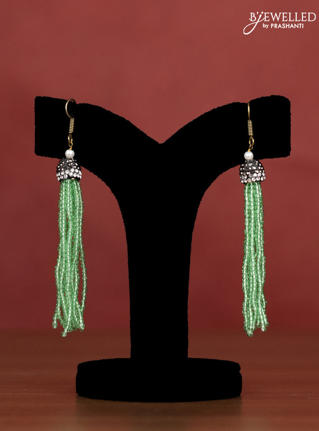 Jaipur crystal beaded green necklace with crystal balls and with earrings