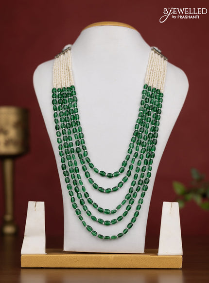 Jaipur crystal beaded green  and white necklace without earrings