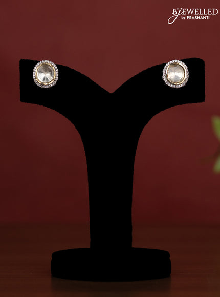 Jaipur crystal dark blue and cz stone necklace with earrings